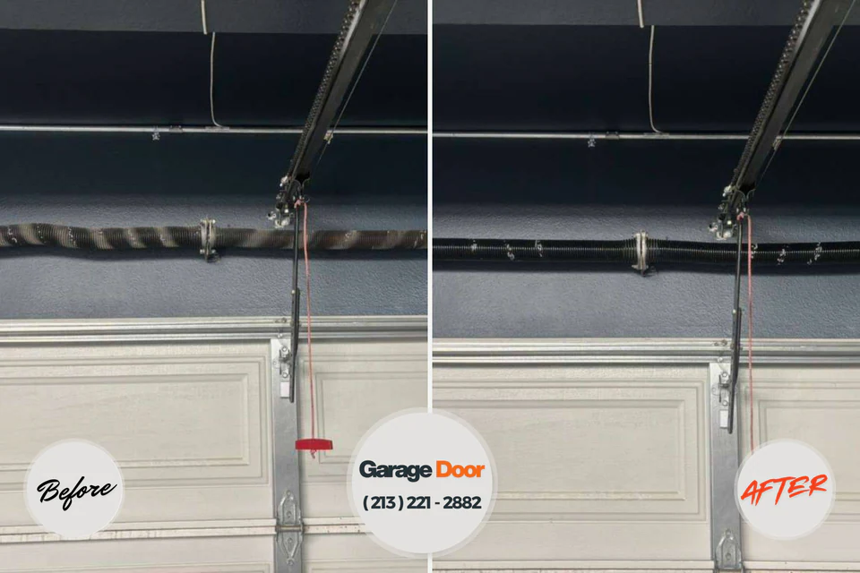 Before and after: garage door repair Blue Grass, IA